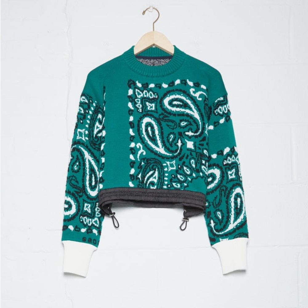 Size L - SACAI Bandana knit sweater in green